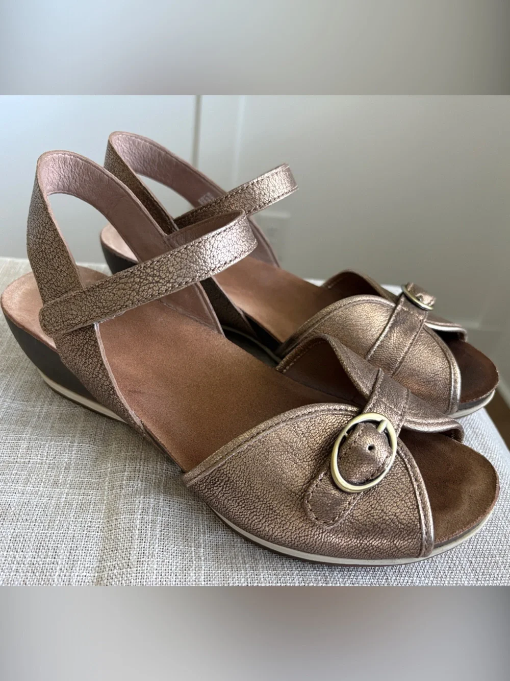 Dansko Bronze Metallic Slingback Wedges